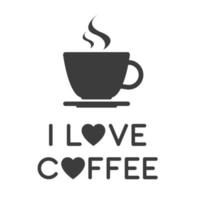 eenvoudig pictogram ik hou van koffie. een kopje koffie vectorillustratie vector