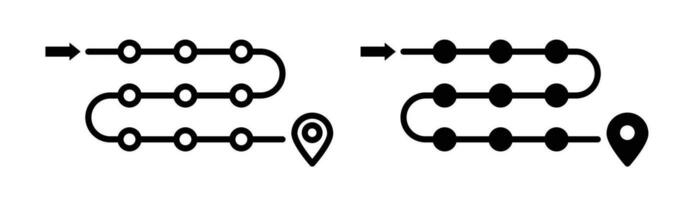 routekaart icoon set. pad of route symbool in zwart kleur. vector