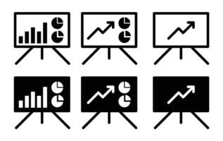 presentatie bord icoon set. trainer opleiding werkplaats diavoorstelling lijn vector symbool.