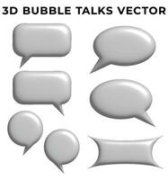 3d bubbel praten, kennisgeving, chatten, opmerking, gesprek, discussie geïsoleerd opgeblazen besnoeiing uit ballon vector icoon set. verzameling van grappig toespraak ballon icoon.