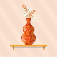 geïsoleerd gekleurde ambachtelijk vaas met bladeren icoon vector illustratie