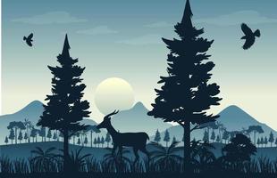 silhouet bos landschap achtergrond vector