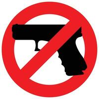teken waarschuwing tegen draag- vuurwapens gebieden waar draag- wapens is verboden rood verbod teken bedekt Aan een vuurwapen, vector illustratie.