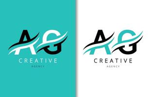 ag brief logo ontwerp met achtergrond en creatief bedrijf logo. modern belettering mode ontwerp. vector illustratie