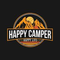 camping creatief t-shirt ontwerp vector, avontuur t-shirt ontwerp, buitenshuis t overhemd ontwerp, afdrukken, camping logo ontwerp vector illustratie, gelukkig camper gelukkig leven