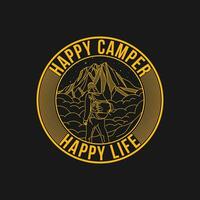 camping creatief t-shirt ontwerp vector, avontuur t-shirt ontwerp, buitenshuis t overhemd ontwerp, afdrukken, camping logo ontwerp vector illustratie, gelukkig camper gelukkig leven