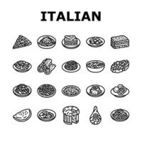 Italiaans keuken voedsel pasta pictogrammen reeks vector