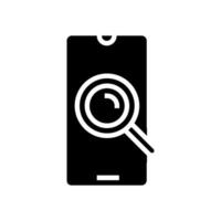 smartphone zoeken vergroten glas glyph icoon vector illustratie