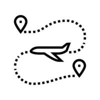 vliegtuig bijhouden kaart plaats lijn icoon vector illustratie