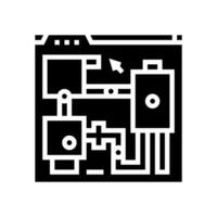niveau ontwerp spel ontwikkeling glyph icoon vector illustratie
