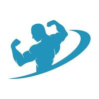 bodybuilder logo icoon vector