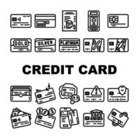 credit kaart bank betaling pictogrammen reeks vector