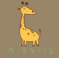 schattig tekenfilm modieus ontwerp weinig giraffe met Gesloten ogen. Afrikaanse dier dieren in het wild illustratie vector