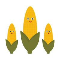 maïs. maïs Aan de maïskolf in tekenfilm stijl. popcorn. voor logo, embleem, sticker. vector
