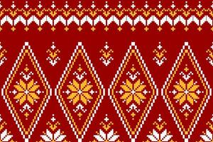 rood kleding stof Mexicaans stijl. meetkundig etnisch bloem naadloos patroon in stam. aztec ornament afdrukken. vector