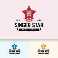 zanger ster logo sjabloon. microfoon silhouet in stervorm vector