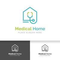 dokter huis logo ontwerp met stethoscoop icoon. vector