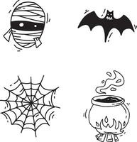 hand- getrokken halloween schets tekening. tekenfilm ontwerp. geïsoleerd vector set.