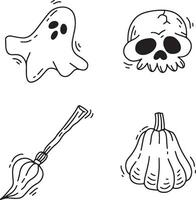 hand- getrokken halloween schets tekening. tekenfilm ontwerp. geïsoleerd vector set.