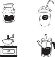 hand- getrokken reeks van koffie maken apparatuur. abstract ontwerp stijl. vector illustratie.