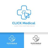 online medische logo ontwerpsjabloon. gezondheid en geneeskunde symbool. vector