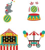 wijnoogst carnaval circus met verschillend vorm en kleur. tekenfilm ontwerp. geïsoleerd vector set.