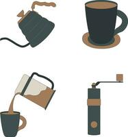 hand- getrokken koffie maken uitrusting illustratie. modieus ontwerp. geïsoleerd vector. vector