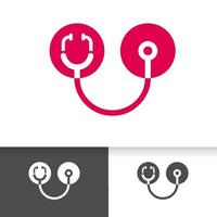 dokter praten logo ontwerpsjabloon. stethoscoop geïsoleerd op bubble chat vector