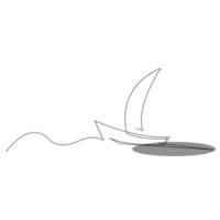 zee zeilboot doorlopend een lijn vector kunst tekening en illustratie
