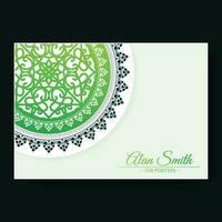 elegant groen mandala bedrijf kaart vector