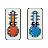 grappig groovy retro clip art meteorologisch thermometers vector