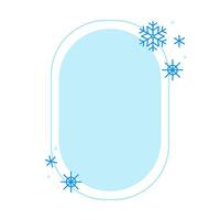 Kerstmis winter lineair blauw ovaal kader met sneeuwvlok vector