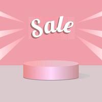 roze podiumdisplayproducten voor cosmetica. vectorillustratie voor het bevorderen van verkoop en marketing. vector