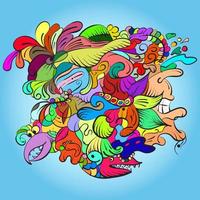 kleurrijke abstracte doodle vector achtergrond. ontwerpsjabloon voor afdrukken van posters, spandoeken en stoffen