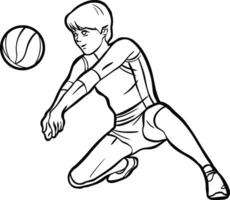volleybal meisje speler actie clip art vector
