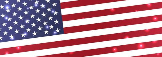 Verenigde Staten van Amerika spandoek. Verenigde staten web nationaal vlag glimmend vector achtergrond. Amerikaans rechthoekig horizontaal web banier