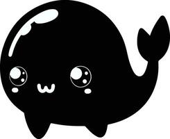 schattig kawaii vis vector illustratie met zwart kleur wit achtergrond