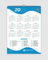 muur kalender 2024, 2024 kalender, een bladzijde kalender ontwerp, kalender 2024, kalender ontwerp met vakantie vector