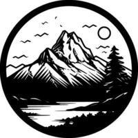 bergen, zwart en wit vector illustratie