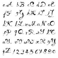 hand getekend lettertype gebruik penseelstreek engels alfabet vector