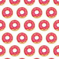 donuts naadloos patroon. geglazuurde roze donuts zoete dessert achtergrond. vector