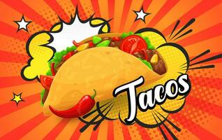 tex Mex Mexicaans taco's retro grappig halftone bubbels vector