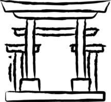 Aziatisch tempel hand- getrokken vector illustratie