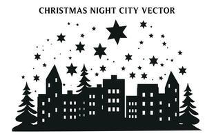 nacht Kerstmis gebouw silhouet vector vrij