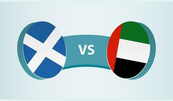 Schotland versus Verenigde Arabisch emiraten, team sport- wedstrijd concept. vector