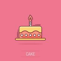tekenfilm verjaardag taart icoon in grappig stijl. vers taart muffin teken illustratie pictogram. koekje bedrijf concept. vector