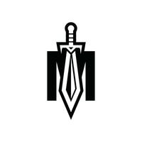 brief m zwaard wapen logo vector illustratie, abstract vector illustratie, dolken en messen, logotype element voor sjabloon.