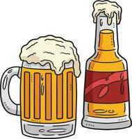 bier fles en mok bier tekenfilm gekleurde clip art vector
