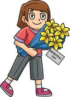 gedenkteken dag kind aanbieden bloem tekenfilm clip art vector
