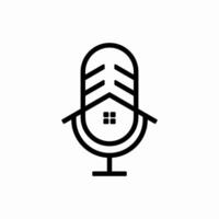 podcast huis onroerend goed media vermaak modern icoon logo, podcast met modern huis logo ontwerp concept vector kunst